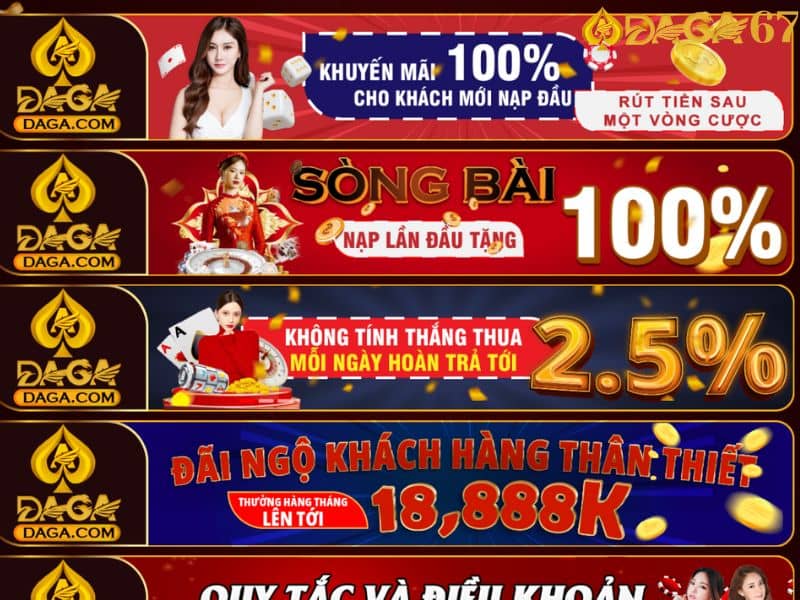 Nhiều khuyến mãi hấp dẫn được DAGA67 triển khai
